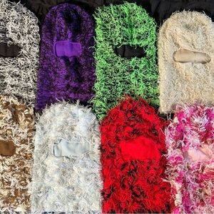 Multicolor Fuzzy Face Masks Set